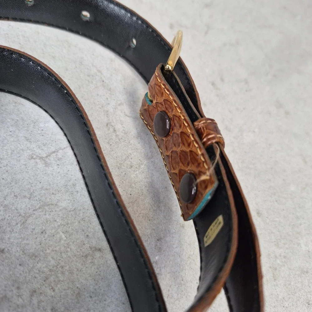 Serpi Belt Genuine Snakeskin Exotic 36 Brown Women